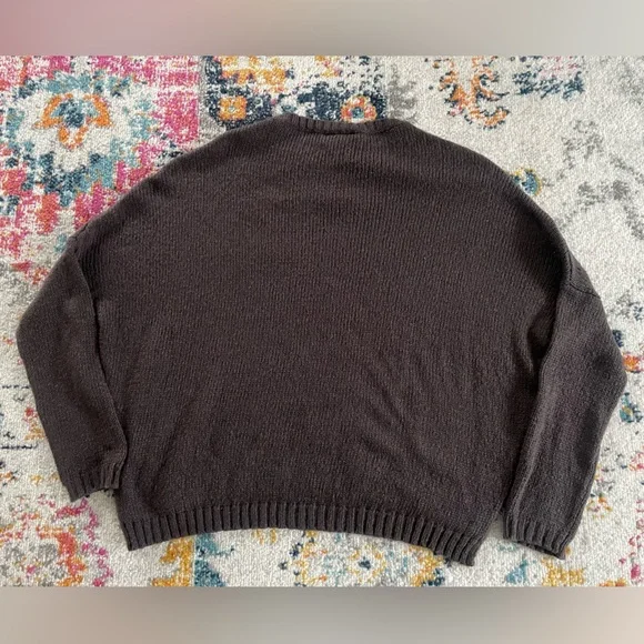 Wooden Ships Drop Shoulder Wool Mohair Tiger Sweater Brown Metallic - Picture 5 of 7